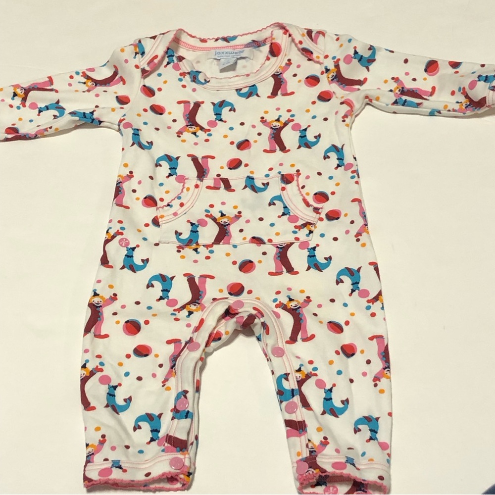 Jaxxwear Clown Print Pima Cotton One Piece Romper